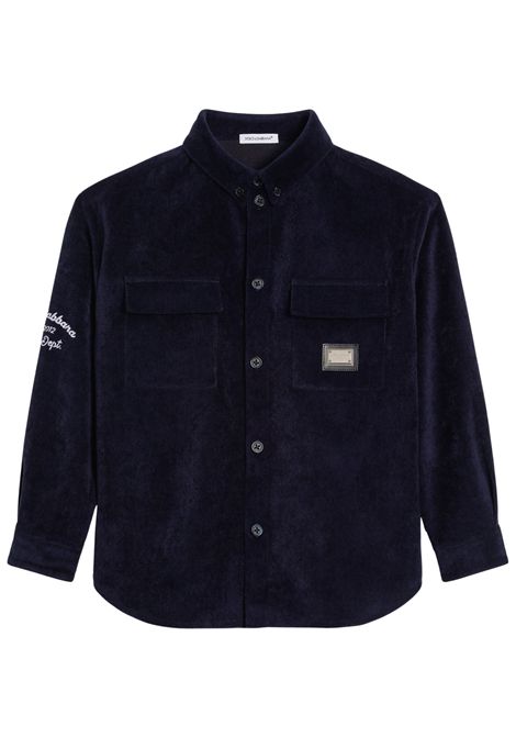 Blue velvet shirt for children DOLCE E GABBANA | GL44S47/MABLU